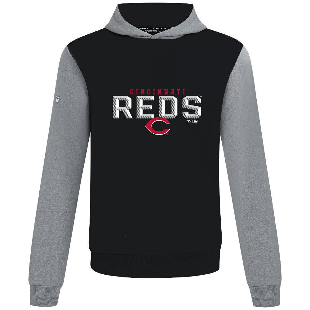 Cincinnati Reds Levelwear Throwback Carve Ultimate Hoodie - Black - MLB Lifestyle