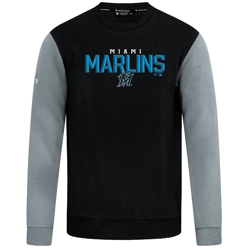 Miami Marlins Levelwear Throwback Ultimate Carve Sweatshirt - Black - MLB Lifestyle