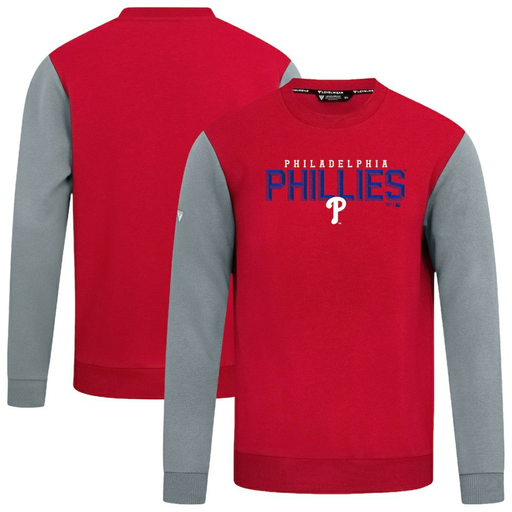 Philadelphia Phillies Levelwear Throwback Ultimate Carve Sweatshirt - Red - MLB Discount