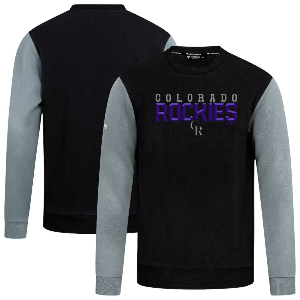 Colorado Rockies Levelwear Throwback Ultimate Carve Sweatshirt - Black - MLB Discount