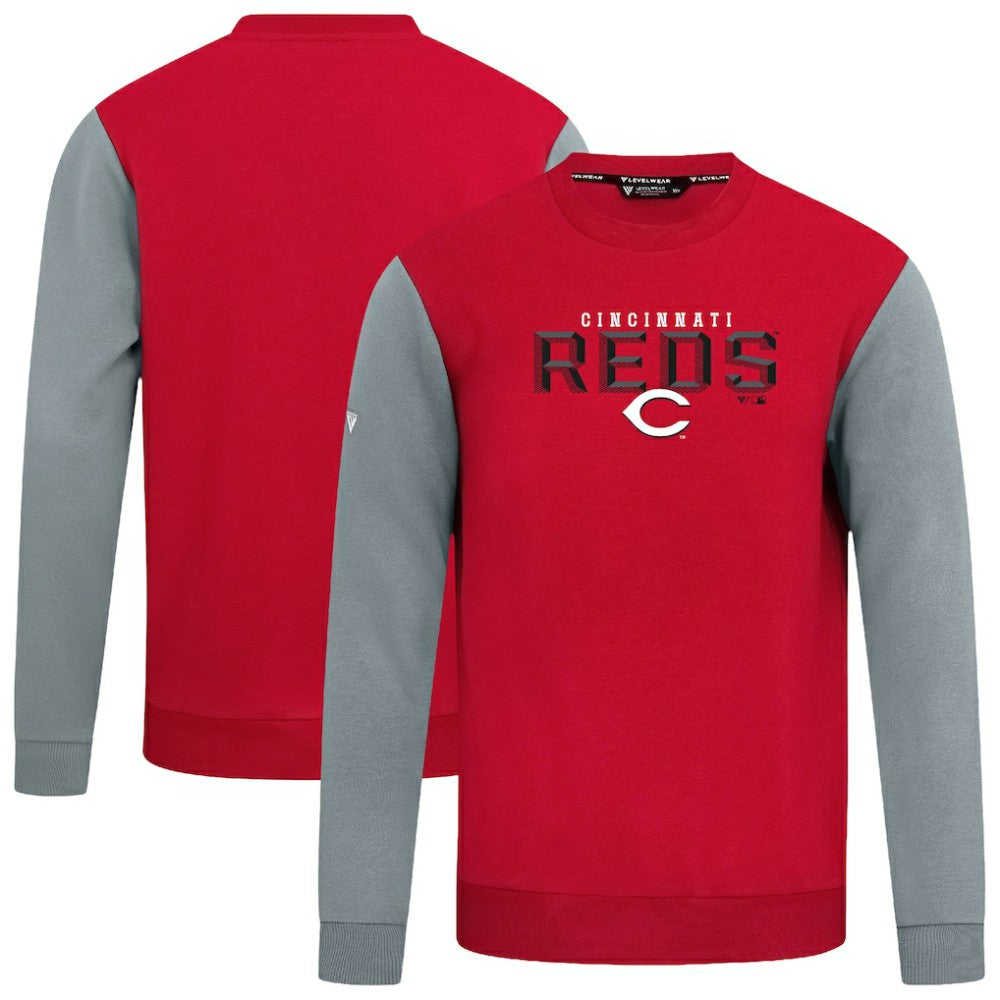 Cincinnati Reds Levelwear Throwback Ultimate Carve Sweatshirt - Red - MLB Lifestyle
