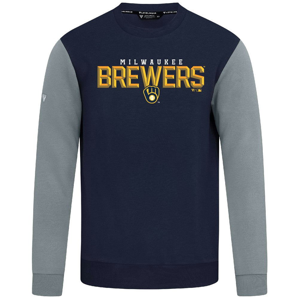 Milwaukee Brewers Levelwear Throwback Ultimate Carve Sweatshirt - Navy - MLB Discount