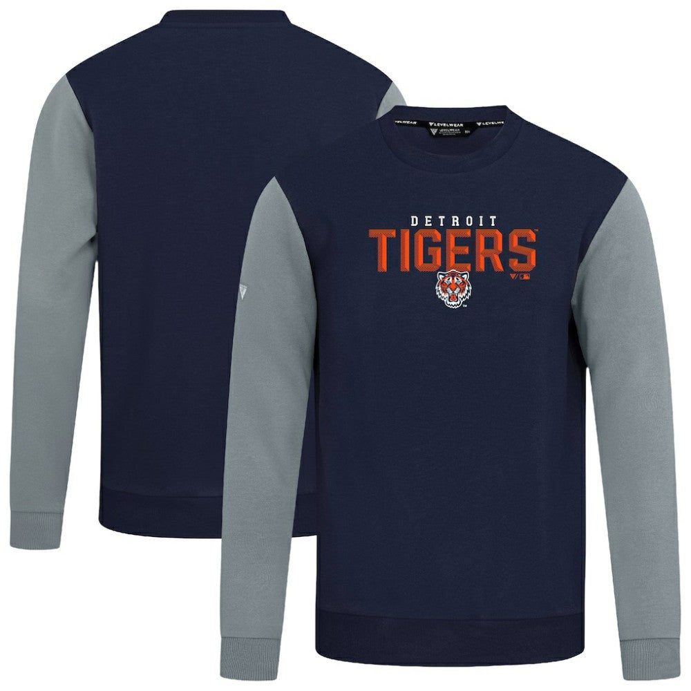 Detroit Tigers Levelwear Throwback Ultimate Carve Sweatshirt - Navy - MLB Lifestyle