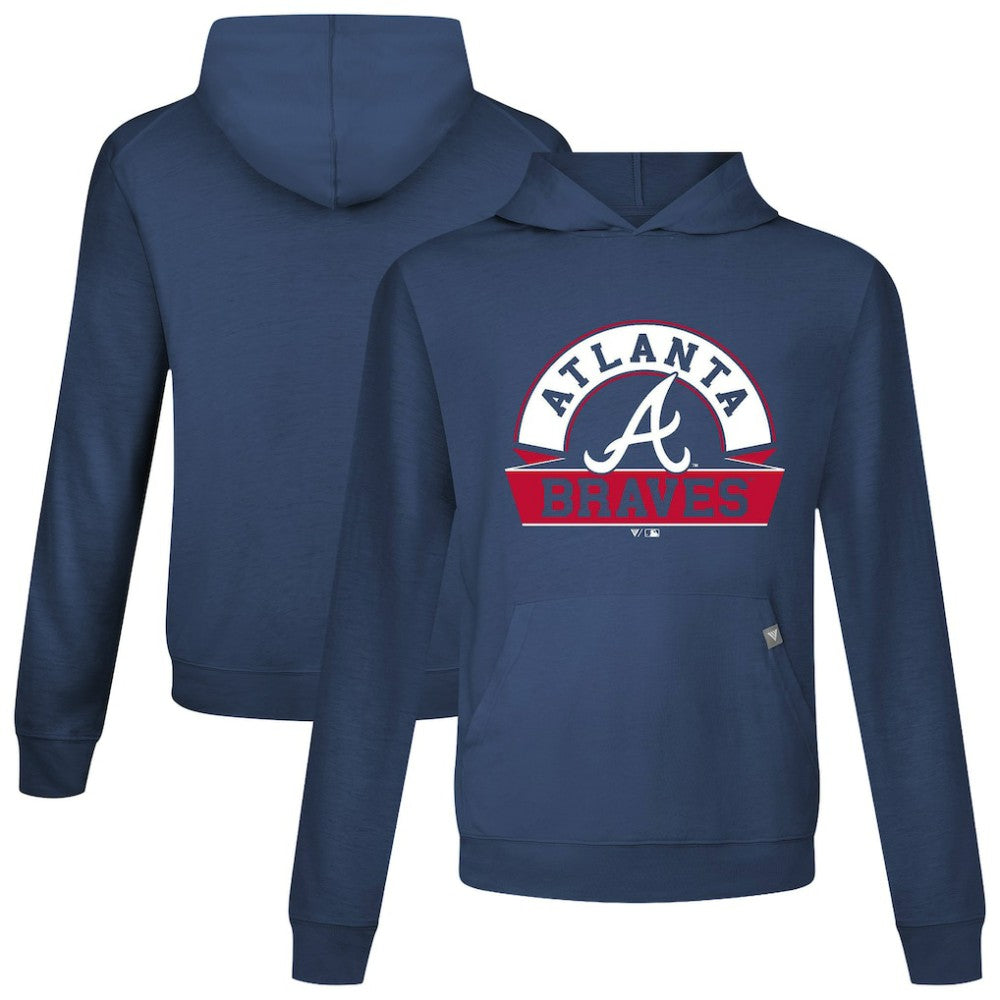 Atlanta Braves Levelwear Relay Banner Arch Pullover Hoodie - Navy - MLB Sale