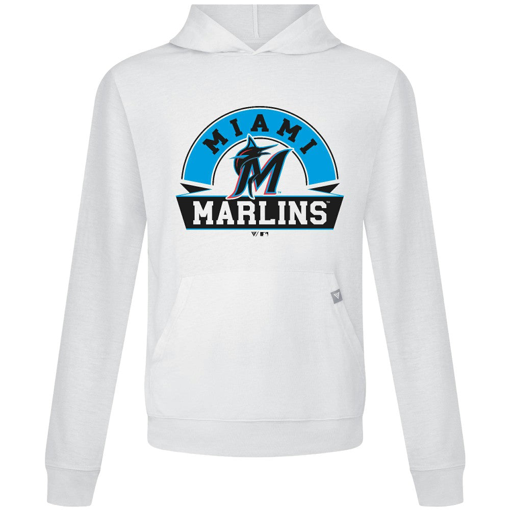 Miami Marlins Levelwear Relay Banner Arch Pullover Hoodie - White - MLB Online