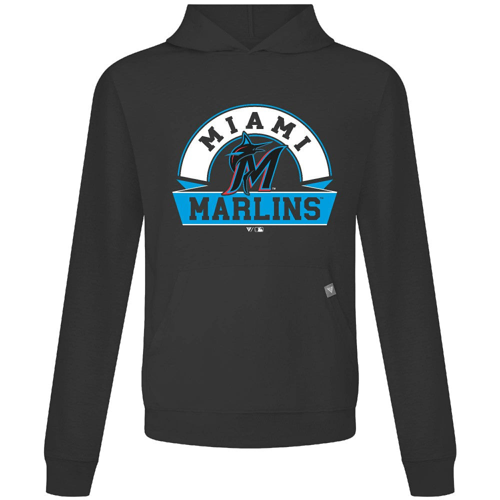 Miami Marlins Levelwear Relay Banner Arch Pullover Hoodie - Black - MLB Online