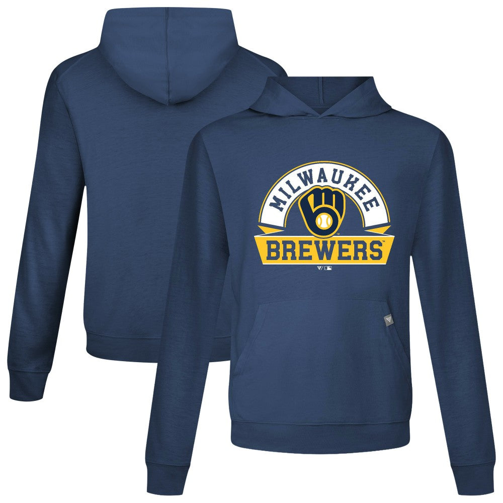 Milwaukee Brewers Levelwear Relay Banner Arch Pullover Hoodie - Navy - MLB Sale