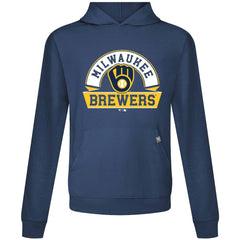 Milwaukee Brewers Levelwear Relay Banner Arch Pullover Hoodie - Navy - MLB Sale