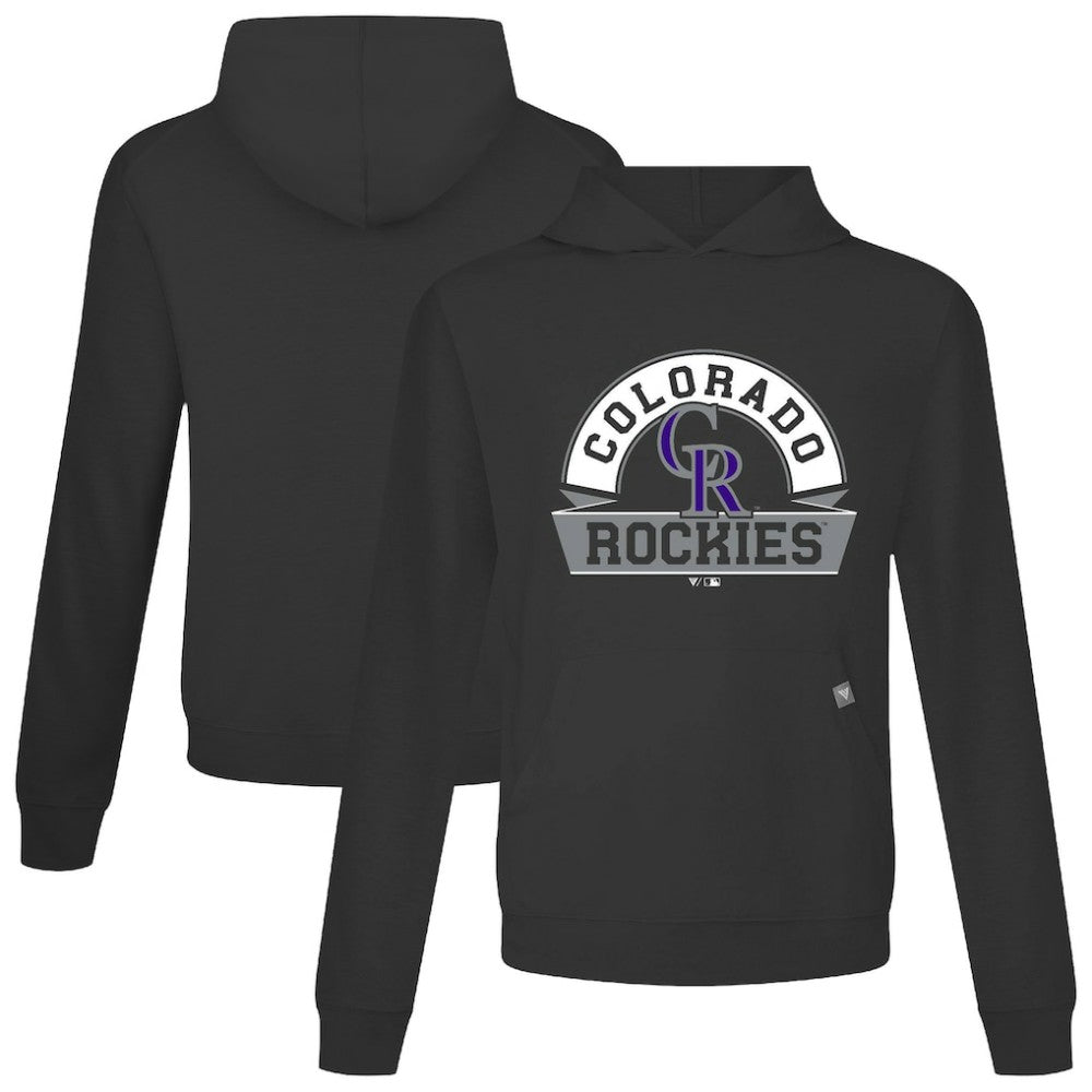 Colorado Rockies Levelwear Relay Banner Arch Pullover Hoodie - Black - MLB Sale