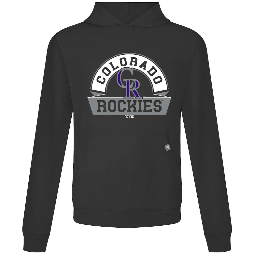 Colorado Rockies Levelwear Relay Banner Arch Pullover Hoodie - Black - MLB Sale