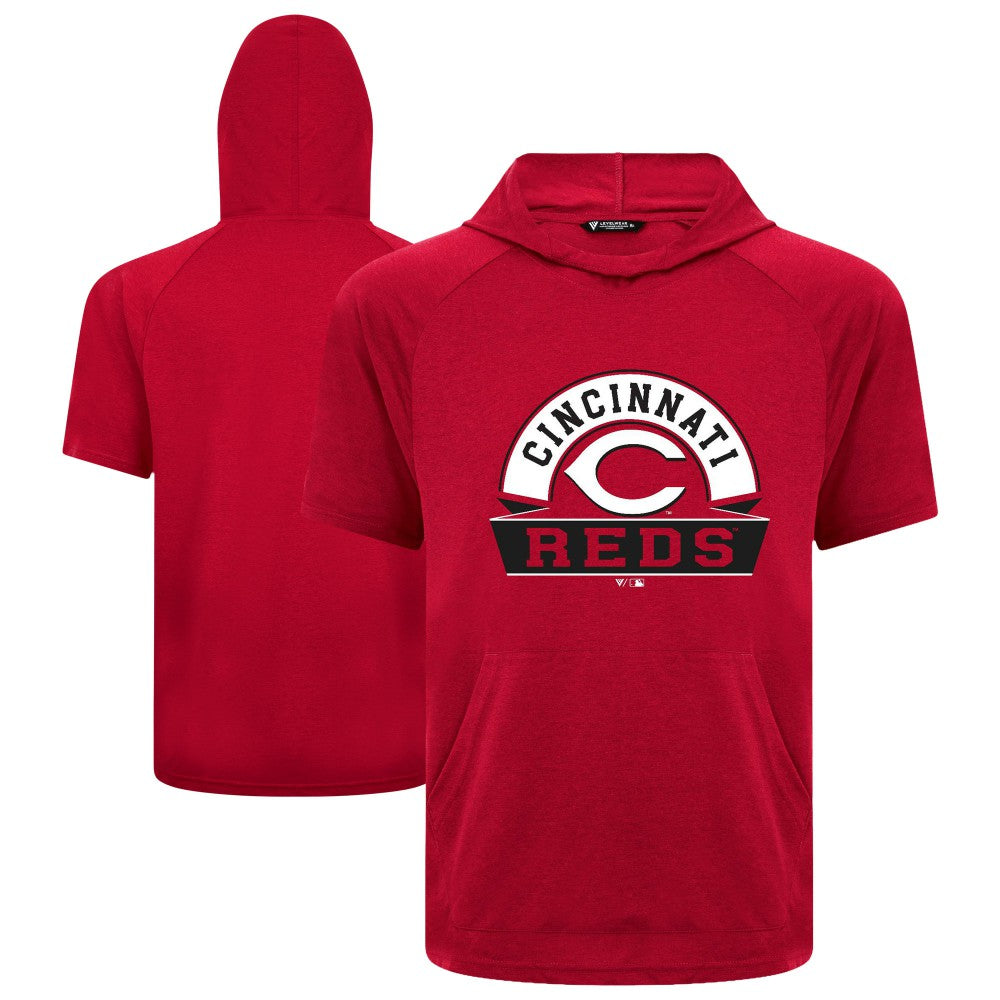 Cincinnati Reds Levelwear Phase Banner Arch Hoodie T-Shirt - Red - MLB Discount