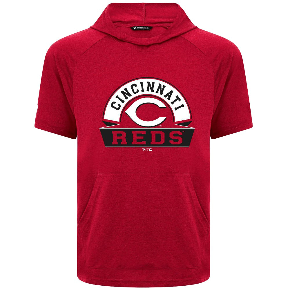 Cincinnati Reds Levelwear Phase Banner Arch Hoodie T-Shirt - Red - MLB Discount