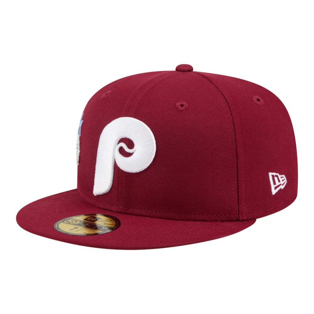 Philadelphia Phillies New Era City Patch 59FIFTY Fitted Hat - Burgundy - New Era Discount