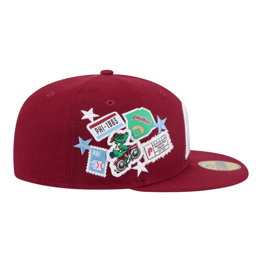 Philadelphia Phillies New Era City Patch 59FIFTY Fitted Hat - Burgundy - New Era Discount