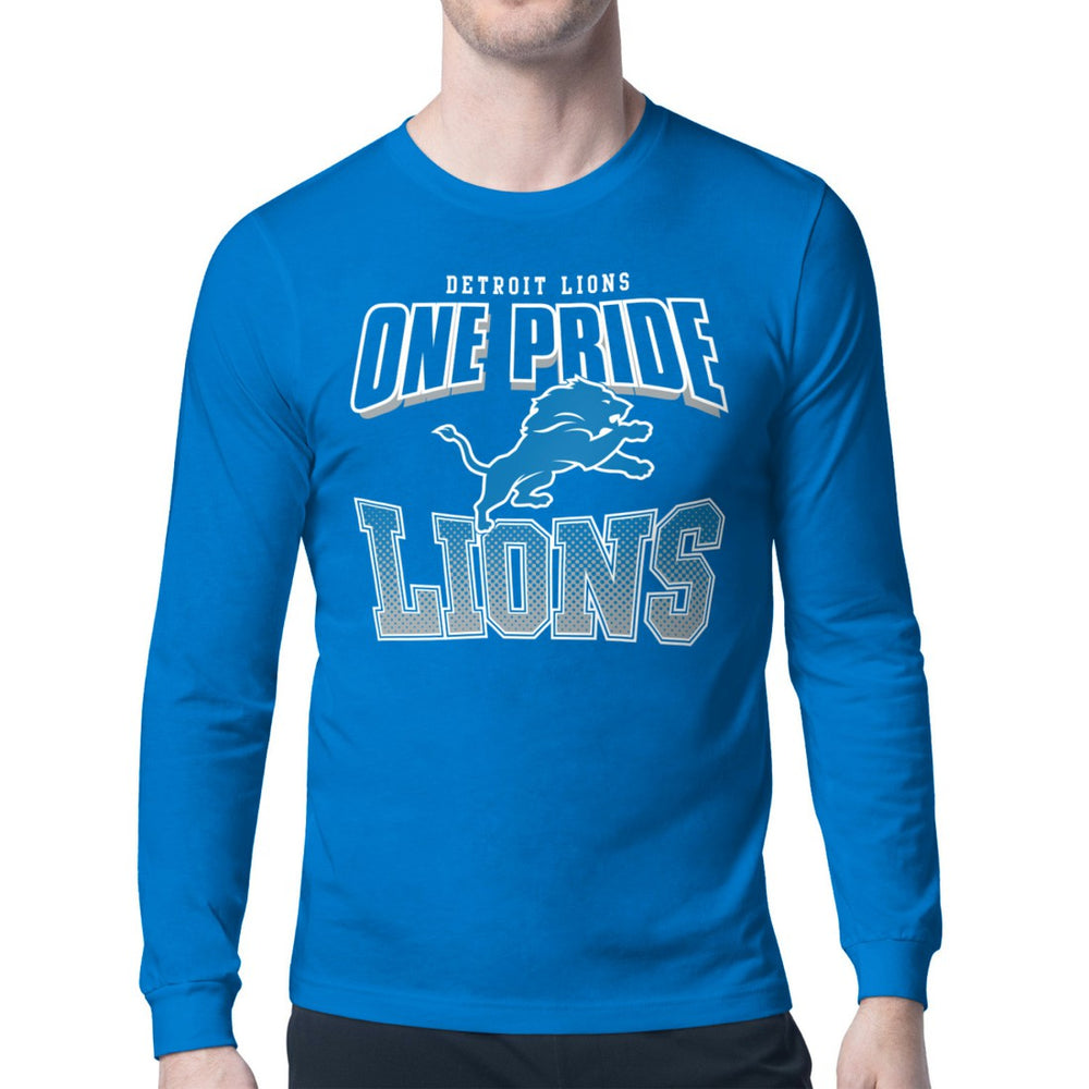 Detroit Lions Starter Comic Style Slogan Long Sleeve T-Shirt Blue