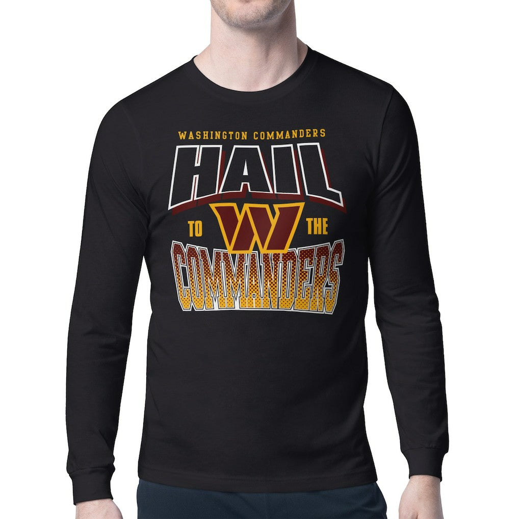 Washington Commanders Starter Comic Style Slogan Long Sleeve T-Shirt Black