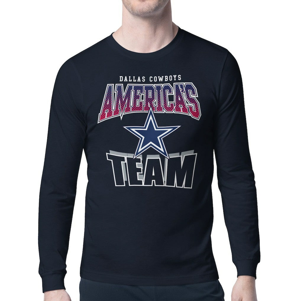 Dallas Cowboys Starter Comic Style Slogan Long Sleeve T-Shirt Navy