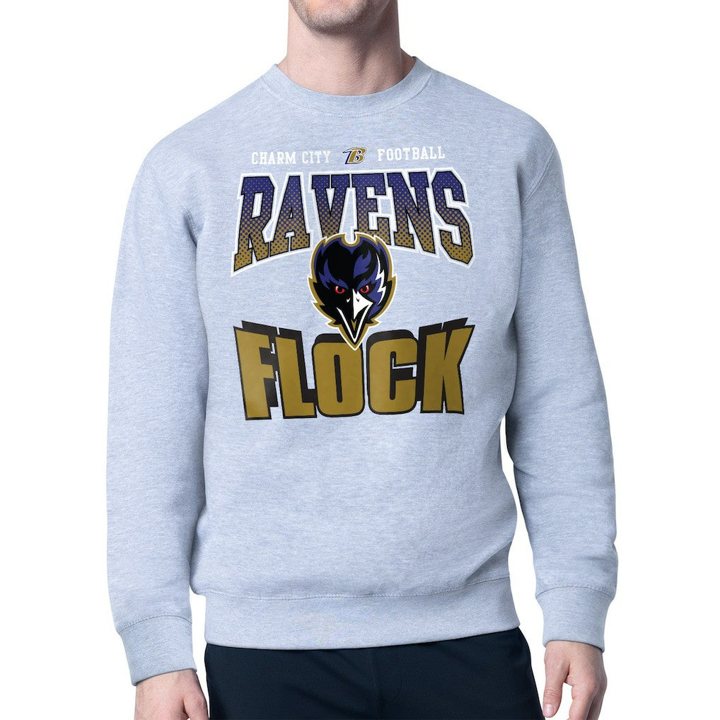 Baltimore Ravens Starter Comic Style Sweatshirt Gray