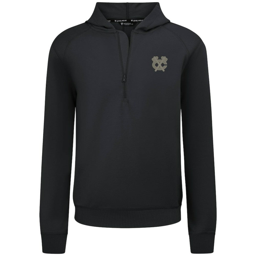 Chicago Blackhawks Levelwear Technic Quarter-Zip Pullover Hoodie - Black - NHL 203415715