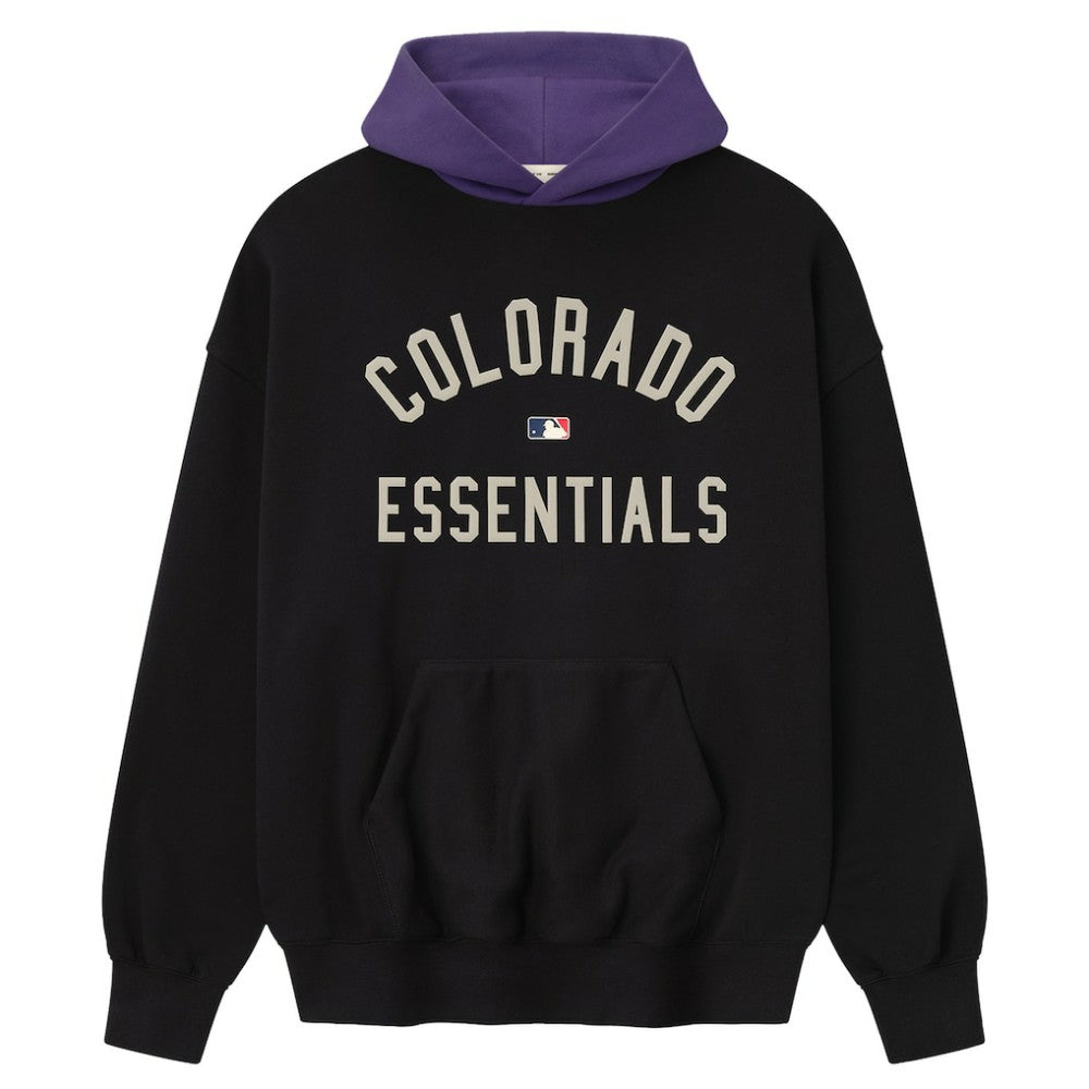 Colorado Rockies Fear of God x MLB Sport Fit Hoodie - Heather Black/Purple - MLB Lifestyle