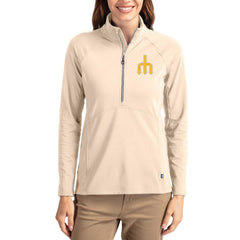 Seattle Mariners Cutter & Buck Women's Cooperstown Collection Adapt Eco Knit Stretch Half-Zip Pullover - Tan - MLB on Sale