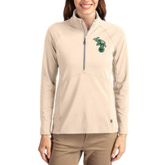Athletics Cutter & Buck Women's Cooperstown Collection Adapt Eco Knit Stretch Half-Zip Pullover - Tan - MLB on Sale
