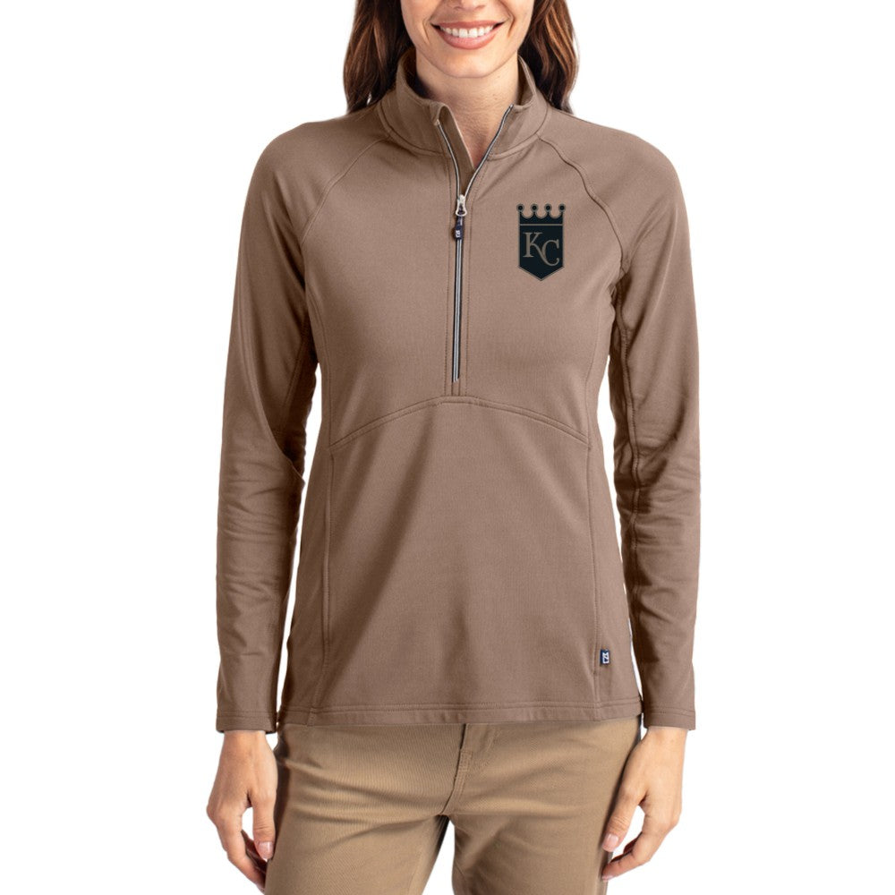 Kansas City Royals Cutter & Buck Women's Adapt Eco Knit Stretch Half-Zip Pullover - Brown - MLB Online