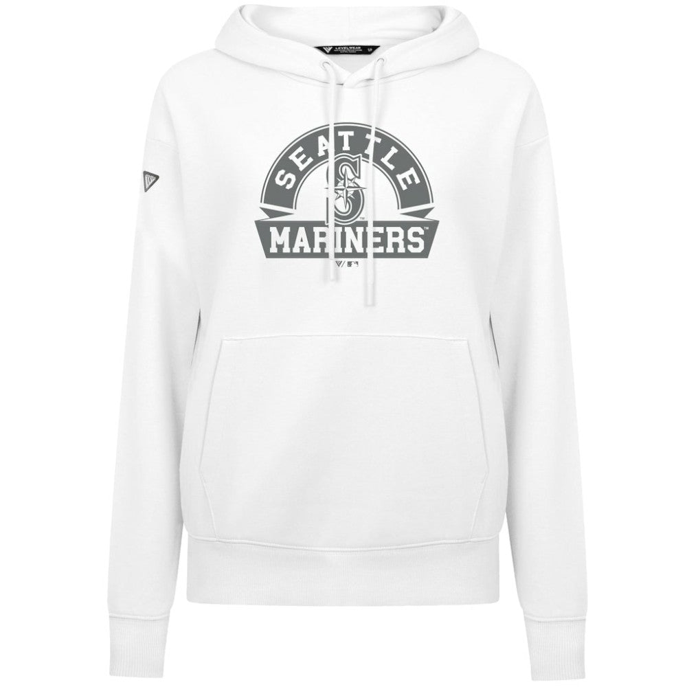 Seattle Mariners Levelwear Women's Adorn Banner Arch Hoodie - White - MLB Lifestyle