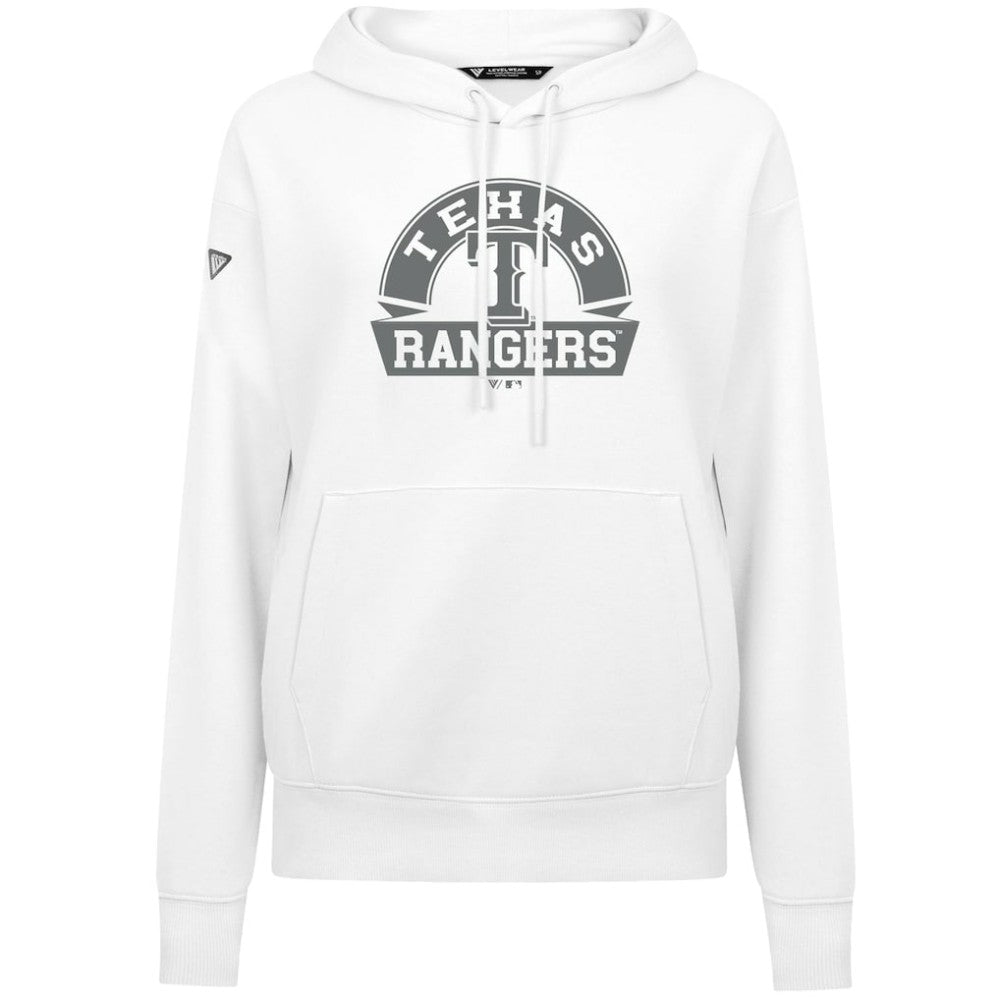 Texas Rangers Levelwear Women's Adorn Banner Arch Hoodie - White - MLB Lifestyle