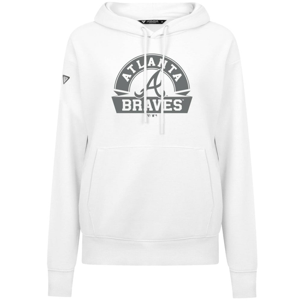Atlanta Braves Levelwear Women's Adorn Banner Arch Hoodie - White - MLB Online