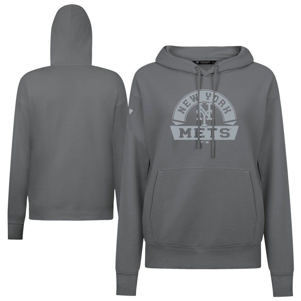 New York Mets Levelwear Women's Adorn Banner Arch Hoodie - Stone - MLB on Sale