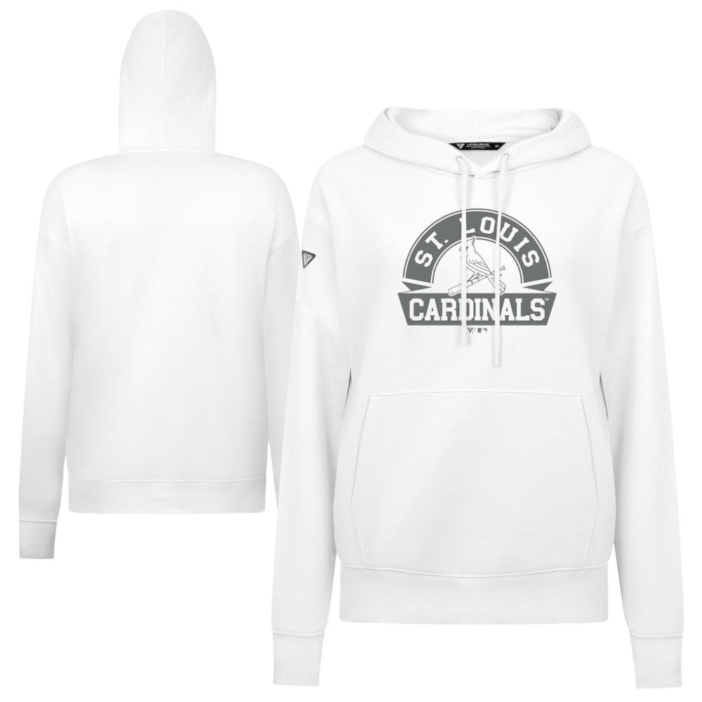 St. Louis Cardinals Levelwear Women's Adorn Banner Arch Hoodie - White - MLB on Sale