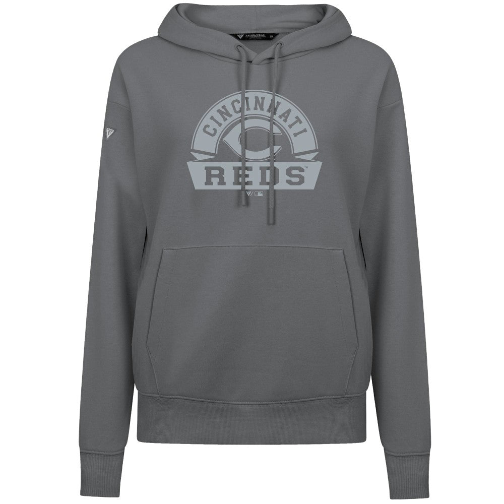 Cincinnati Reds Levelwear Women's Adorn Banner Arch Hoodie - Stone - MLB Online
