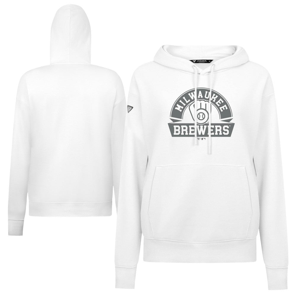 Milwaukee Brewers Levelwear Women's Adorn Banner Arch Hoodie - White - MLB Lifestyle