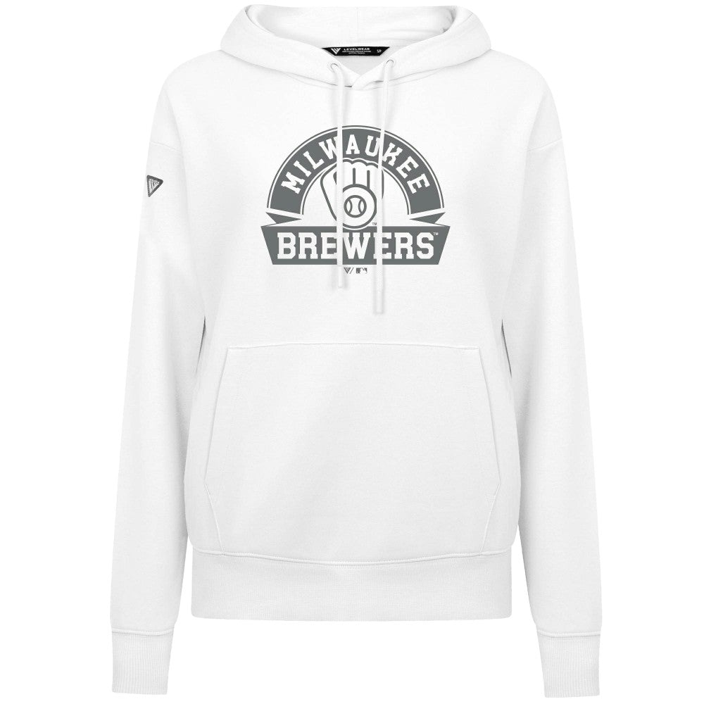 Milwaukee Brewers Levelwear Women's Adorn Banner Arch Hoodie - White - MLB Lifestyle