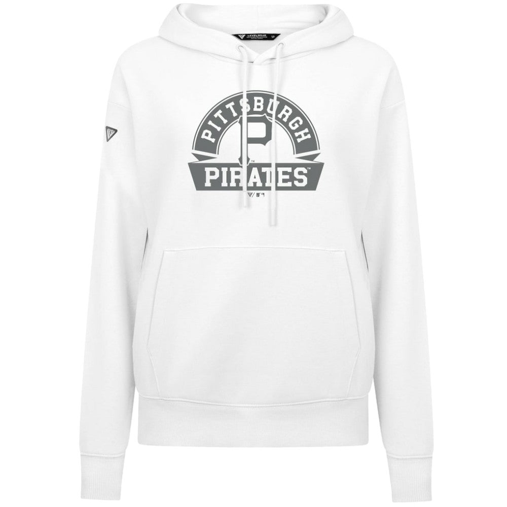 Pittsburgh Pirates Levelwear Women's Adorn Banner Arch Hoodie - White - MLB Discount