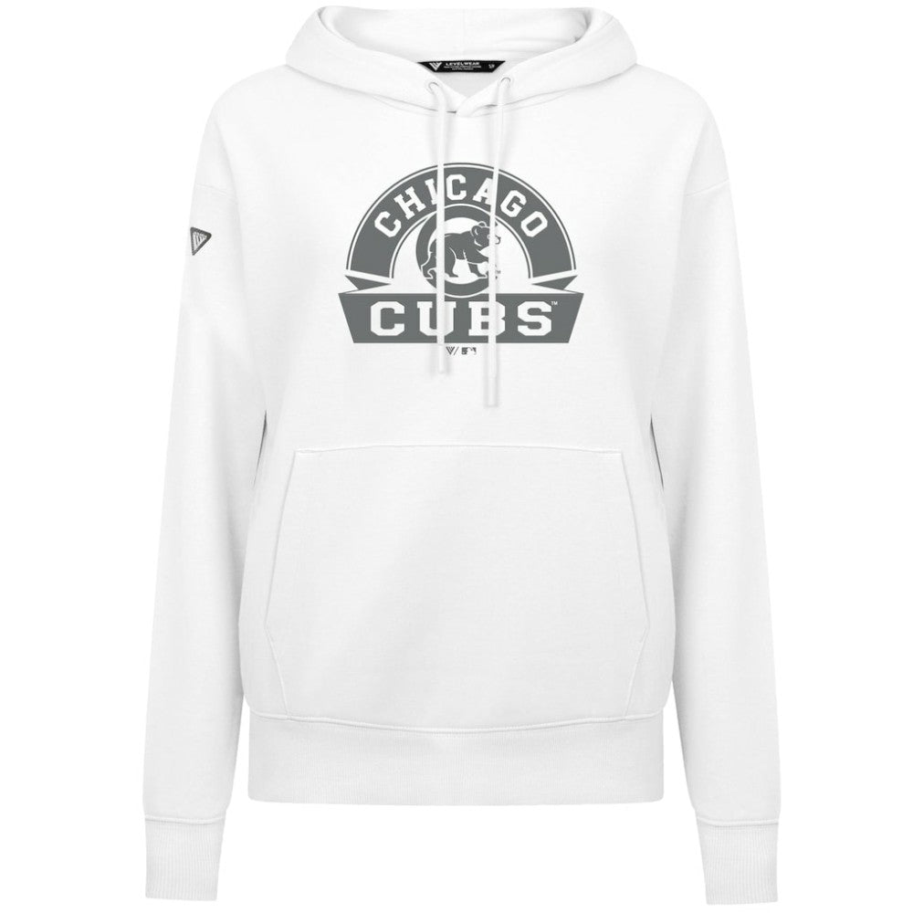Chicago Cubs Levelwear Women's Adorn Banner Arch Hoodie - White - MLB Lifestyle