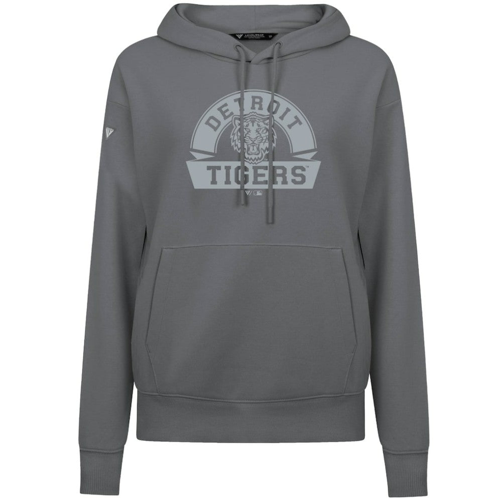 Detroit Tigers Levelwear Women's Adorn Banner Arch Hoodie - Stone - MLB Discount
