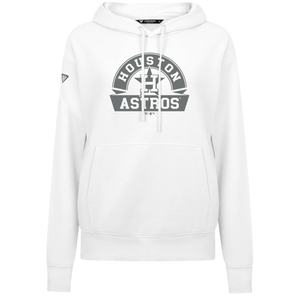 Houston Astros Levelwear Women's Adorn Banner Arch Hoodie - White - MLB Lifestyle