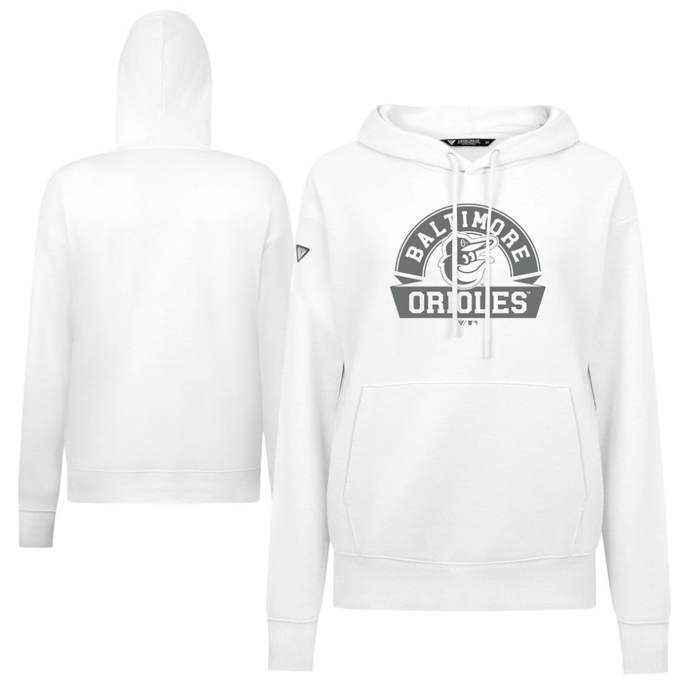 Baltimore Orioles Levelwear Women's Adorn Banner Arch Hoodie - White - MLB on Sale