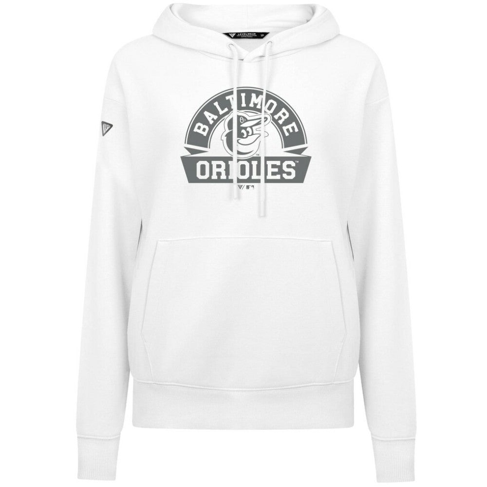 Baltimore Orioles Levelwear Women's Adorn Banner Arch Hoodie - White - MLB on Sale