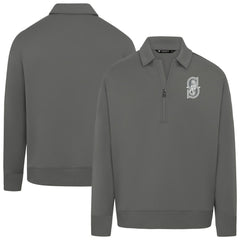 Seattle Mariners Levelwear Women's Canmore Chenille Logo Quarter-Zip Top - Stone - MLB on Sale