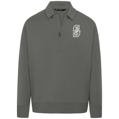 Seattle Mariners Levelwear Women's Canmore Chenille Logo Quarter-Zip Top - Stone - MLB on Sale