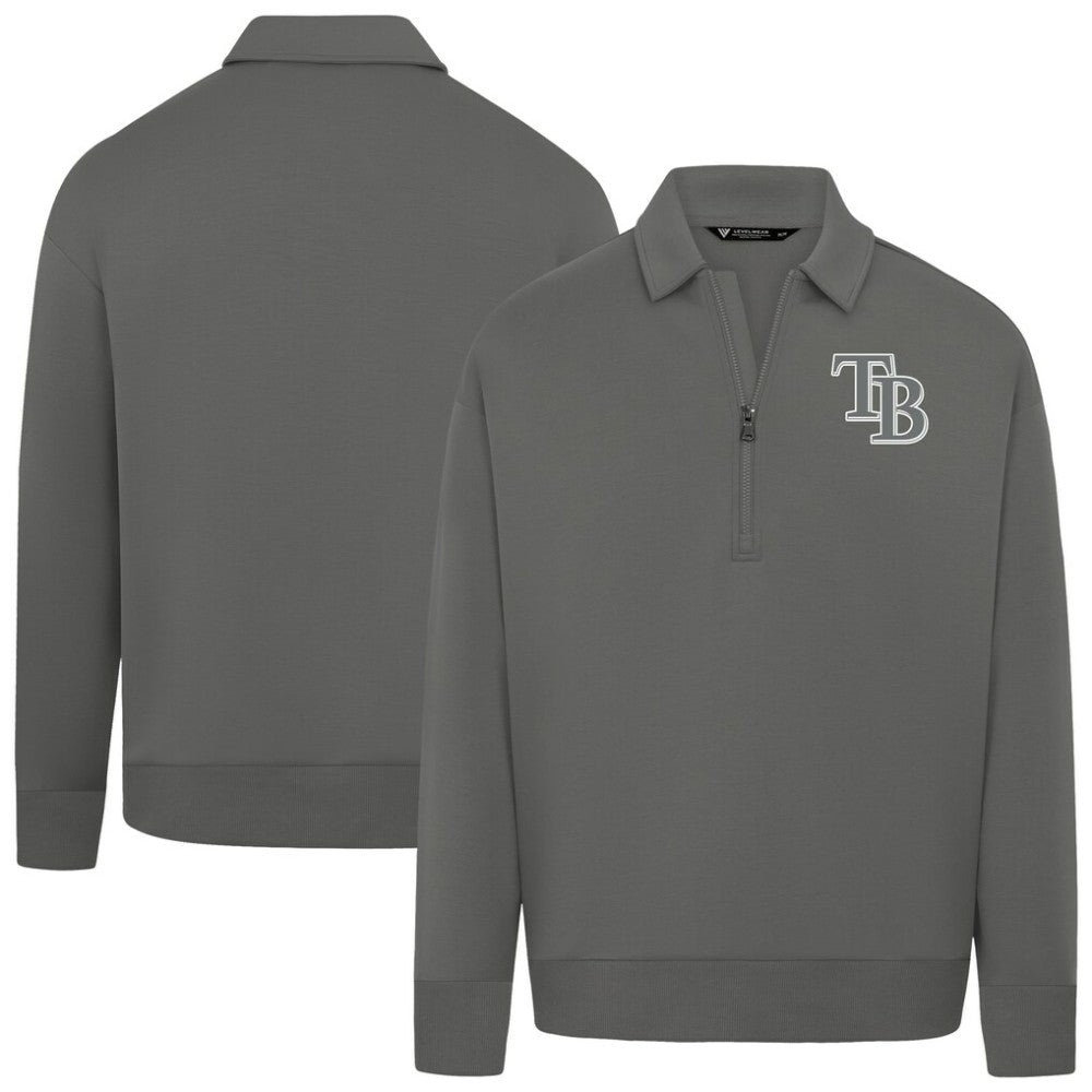 Tampa Bay Rays Levelwear Women's Canmore Chenille Logo Quarter-Zip Top - Stone - MLB Discount