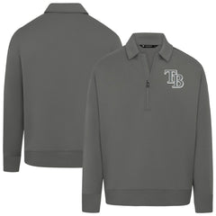 Tampa Bay Rays Levelwear Women's Canmore Chenille Logo Quarter-Zip Top - Stone - MLB Discount