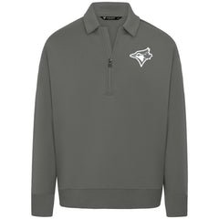 Toronto Blue Jays Levelwear Women's Canmore Chenille Logo Quarter-Zip Top - Stone - MLB on Sale