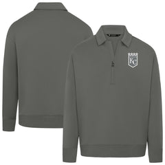 Kansas City Royals Levelwear Women's Canmore Chenille Logo Quarter-Zip Top - Stone - MLB Online
