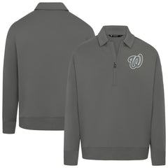Washington Nationals Levelwear Women's Canmore Chenille Logo Quarter-Zip Top - Stone - MLB Discount