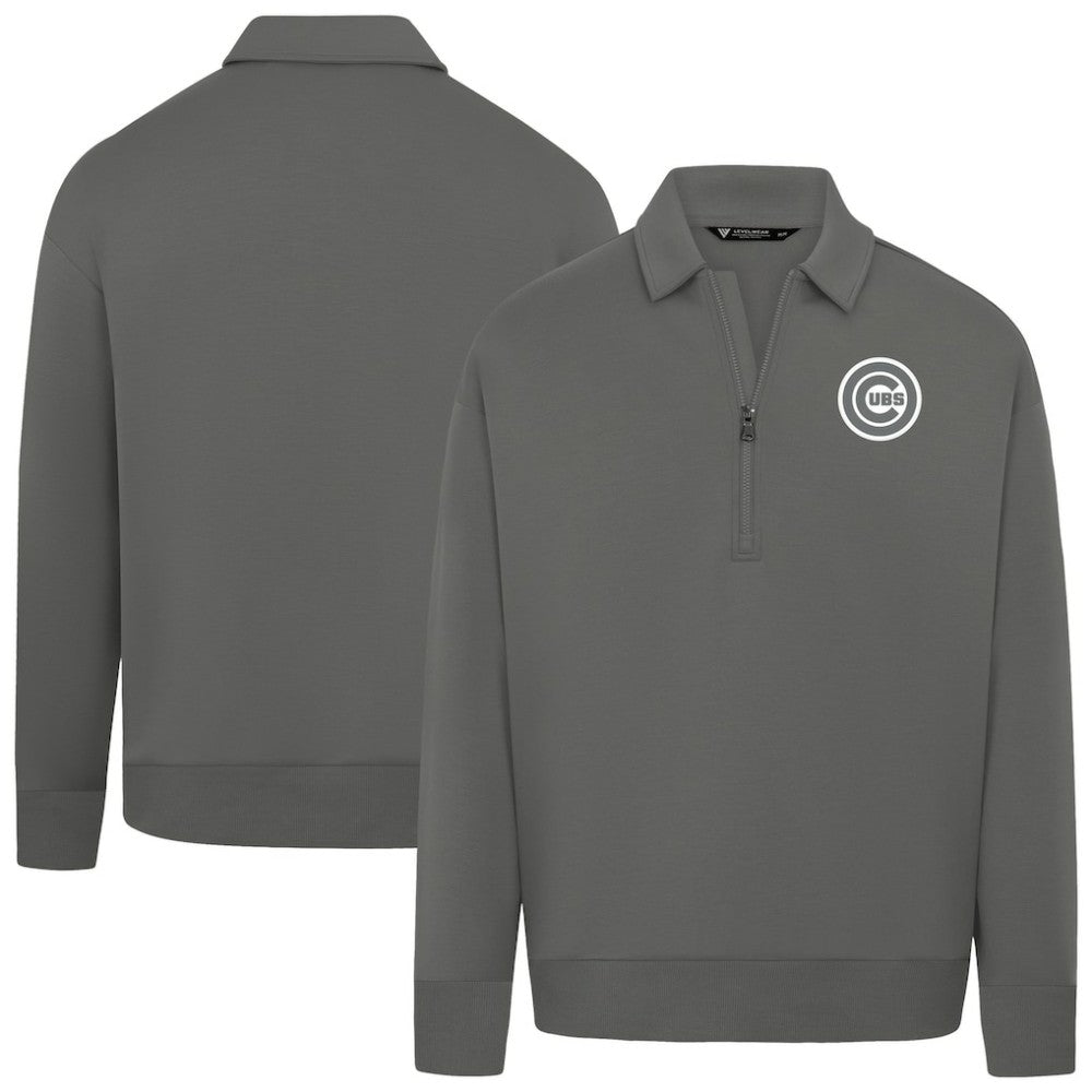 Chicago Cubs Levelwear Women's Canmore Chenille Logo Quarter-Zip Top - Stone - MLB Online