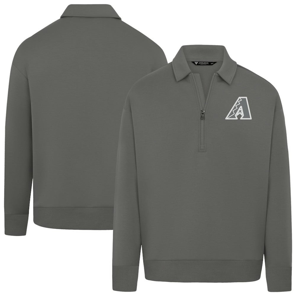 Arizona Diamondbacks Levelwear Women's Canmore Chenille Logo Quarter-Zip Top - Stone - MLB on Sale